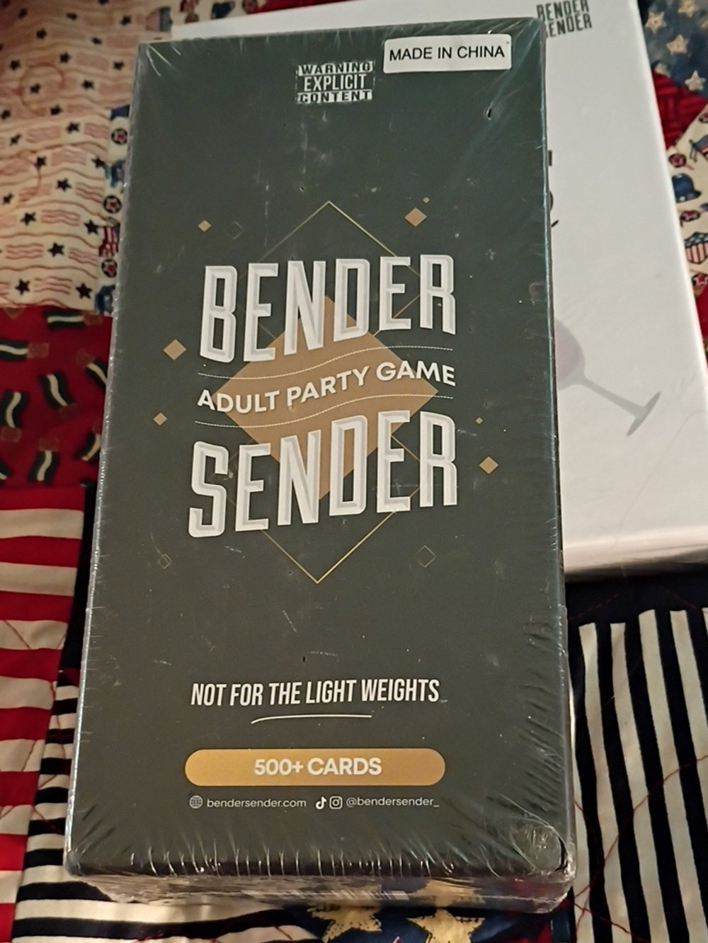 Bender Sender Adult Party Game - Dark Green & Gold Box